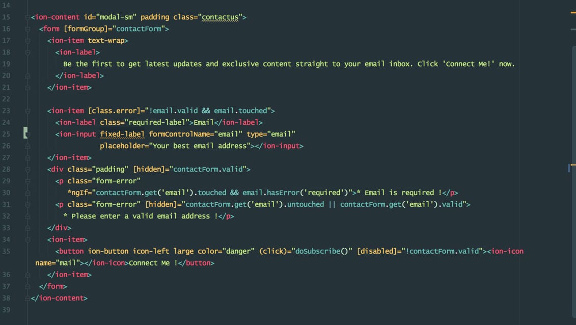 Ionic2 Form Template